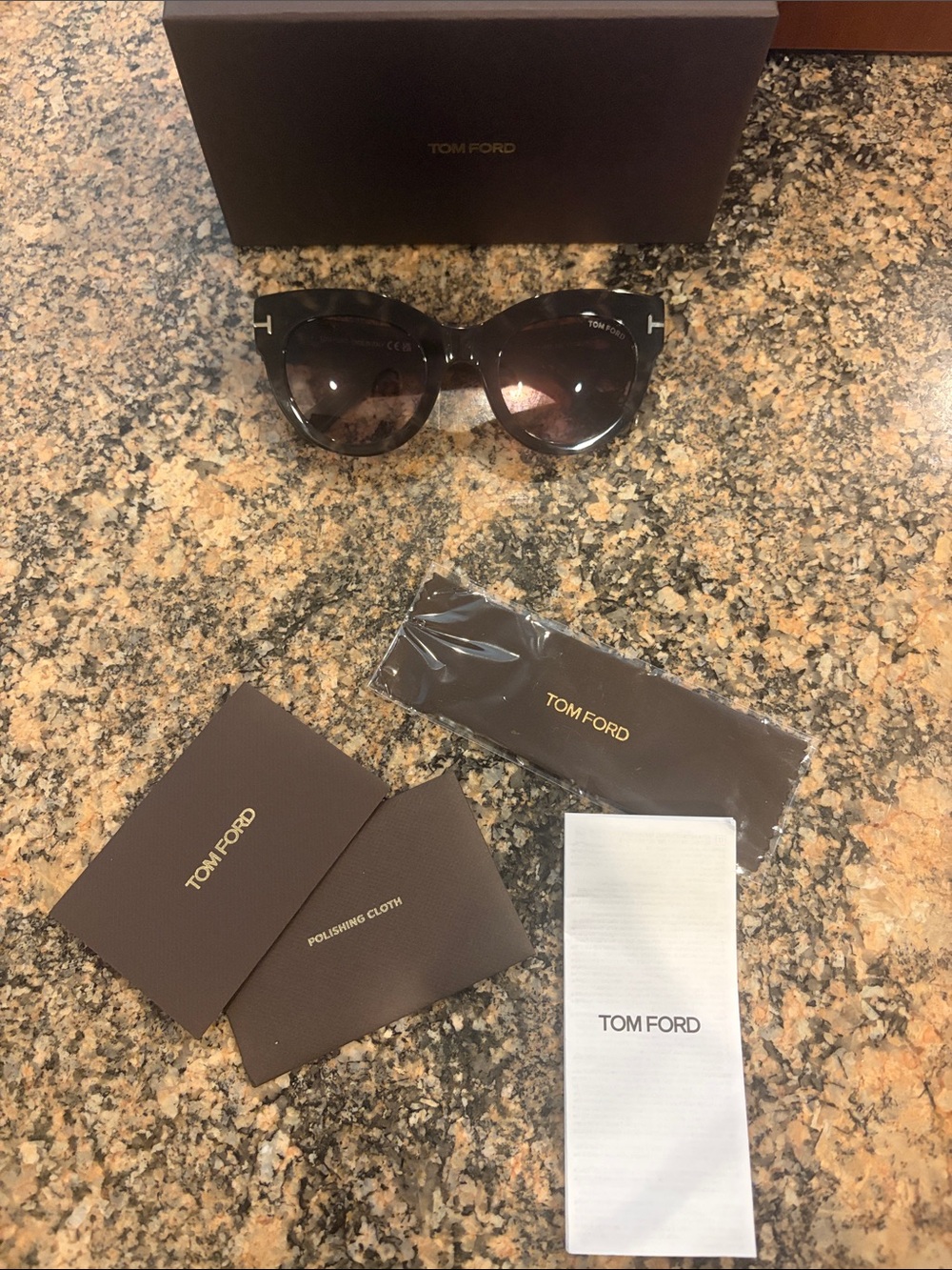 Tom Ford Black Cat-Eye Lucilla Sunglasses with Gradient Lenses